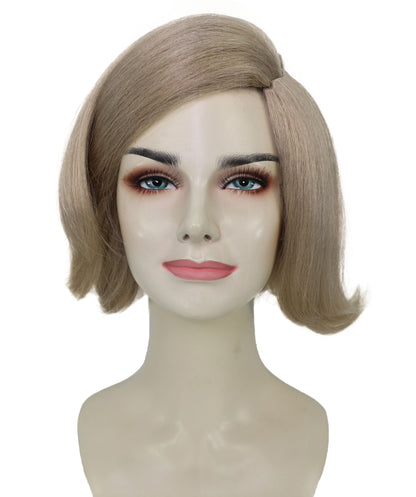 HPO Adult Women’s Blonde Wavy Bob Wig | Soft Layered Cut with Side Part for Fashion Styling | Capless Cap Design | Ideal for Halloween