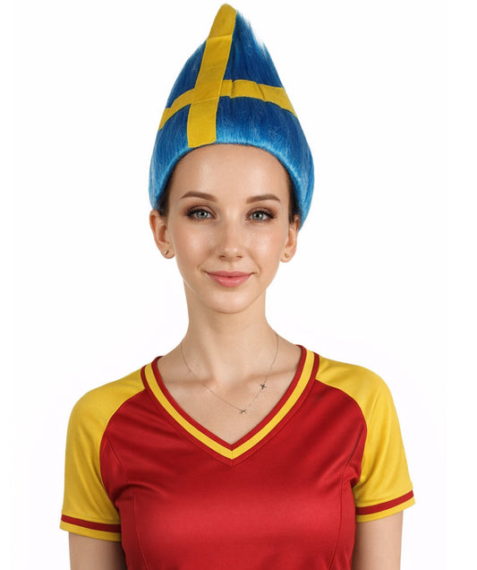 Sweden Sport Flag Wig | Premium Breathable Capless Cap