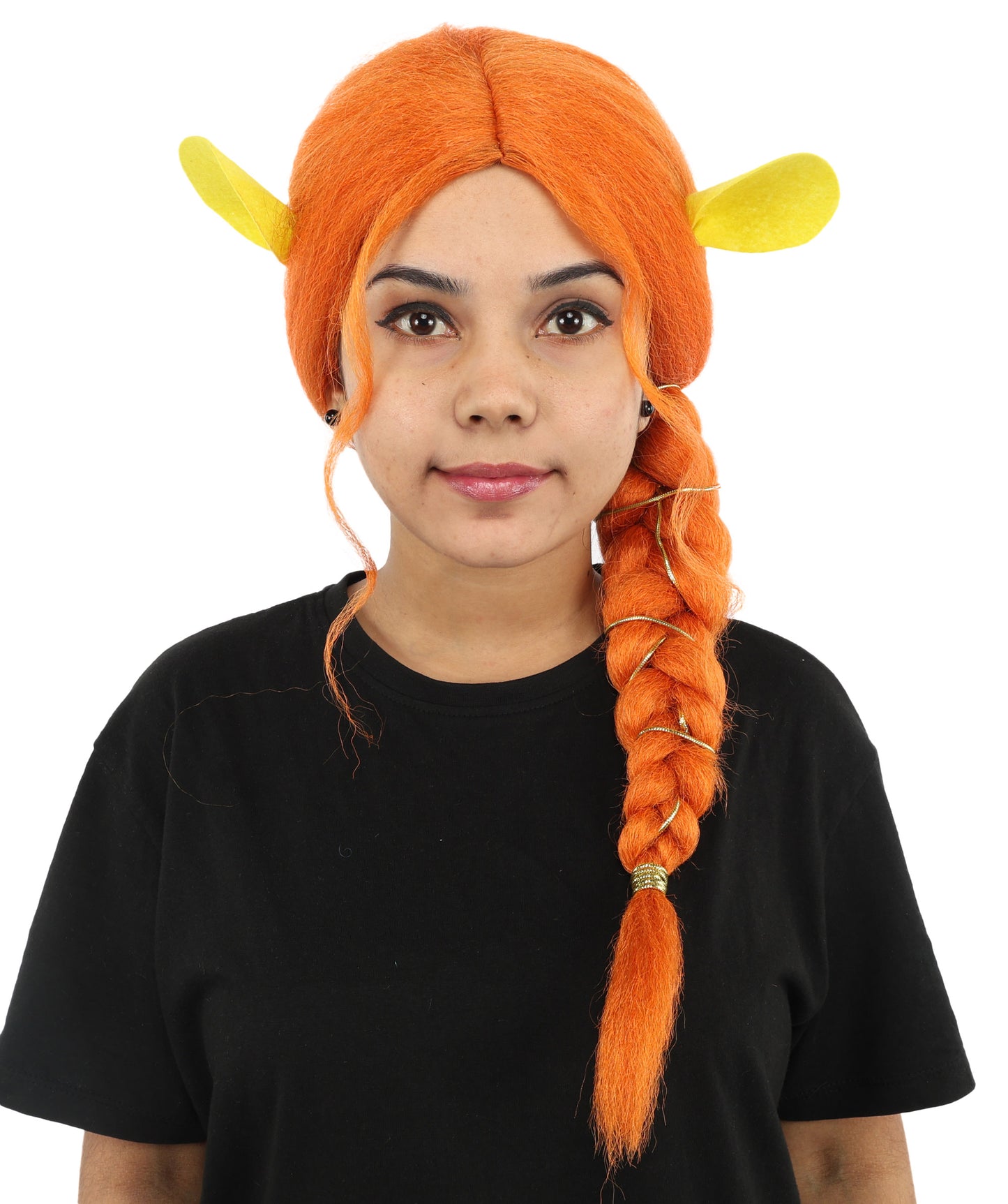 HPO Women's Long Braided Orange Wig | Flame-Retardant Synthetic Fiber With Capless Cap | Ideal For Theater, Halloween And Cosplay
