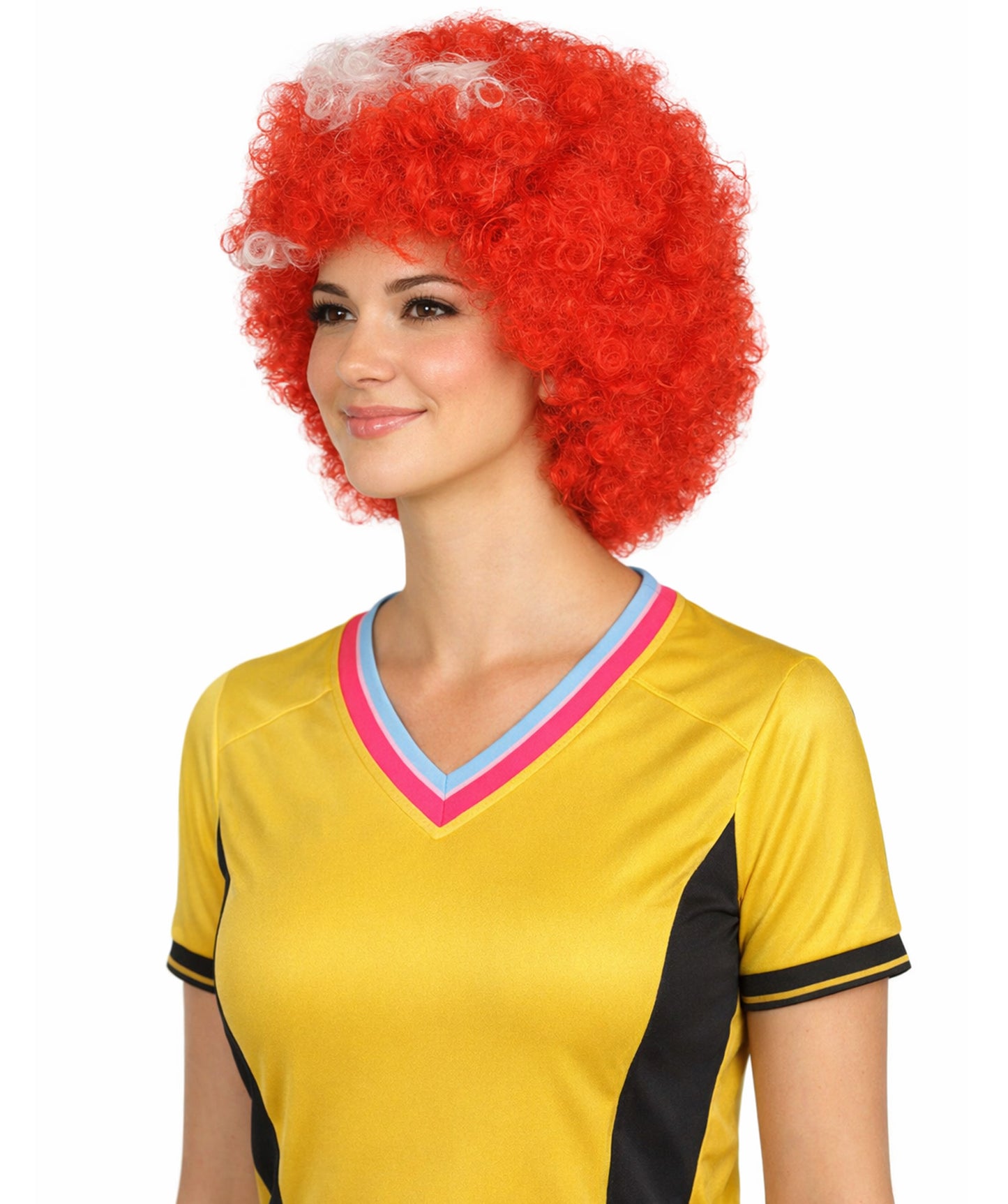 Denmark Flag Bob style Afro Wig | National Pride Red Halloween