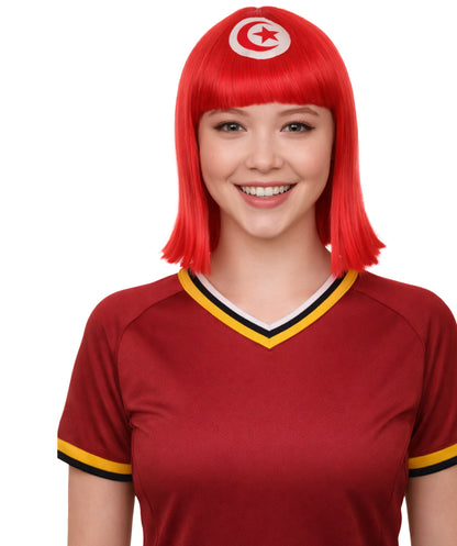 Tunisia Flag Sport Party Bob Wig | Sexy Party Halloween Wigs | Premium Breathable Capless Cap