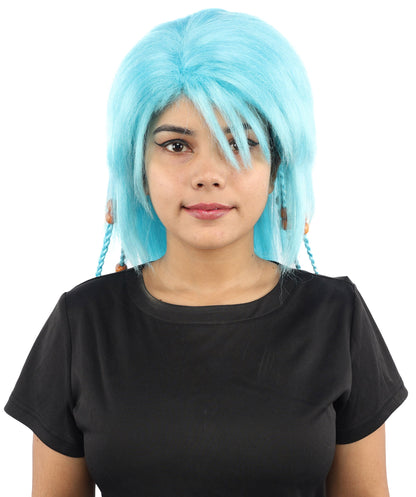 HPO Adult Women's Long Tribal Braided Wig | Multiple Color Options | Dark Shaggy Bob with Beaded Strands, Synthetic Fiber & Breathable Cap | Halloween, Sci-Fi Roleplay, Fantasy Costume