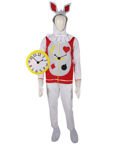 HPO Men's Red and White Rabbit Mascot Bunny Costume Suit | Perfect for Halloween| Flame-retardant Synthetic Fabric