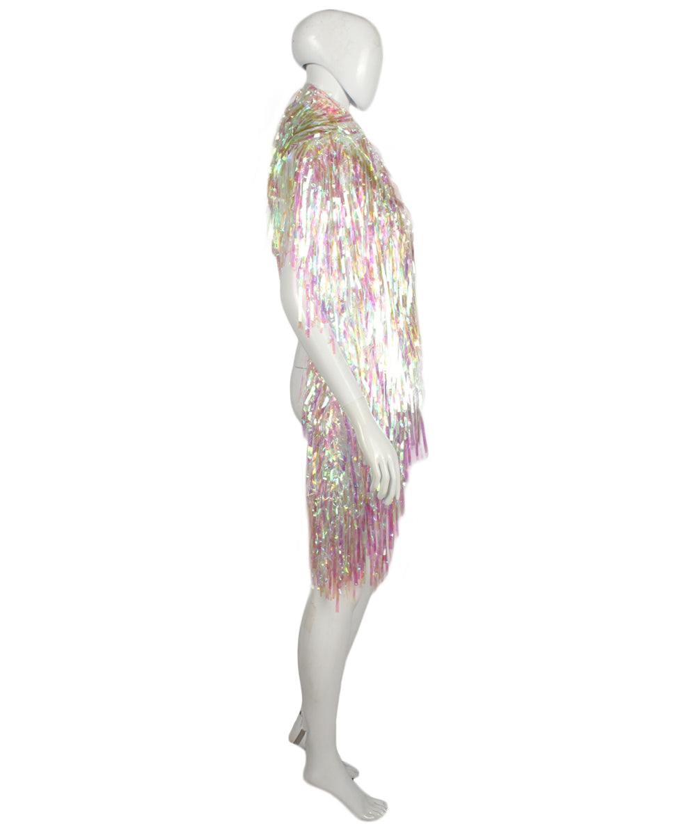 HPO Unisex White Holographic Unisex Tinsel Jacket Costume