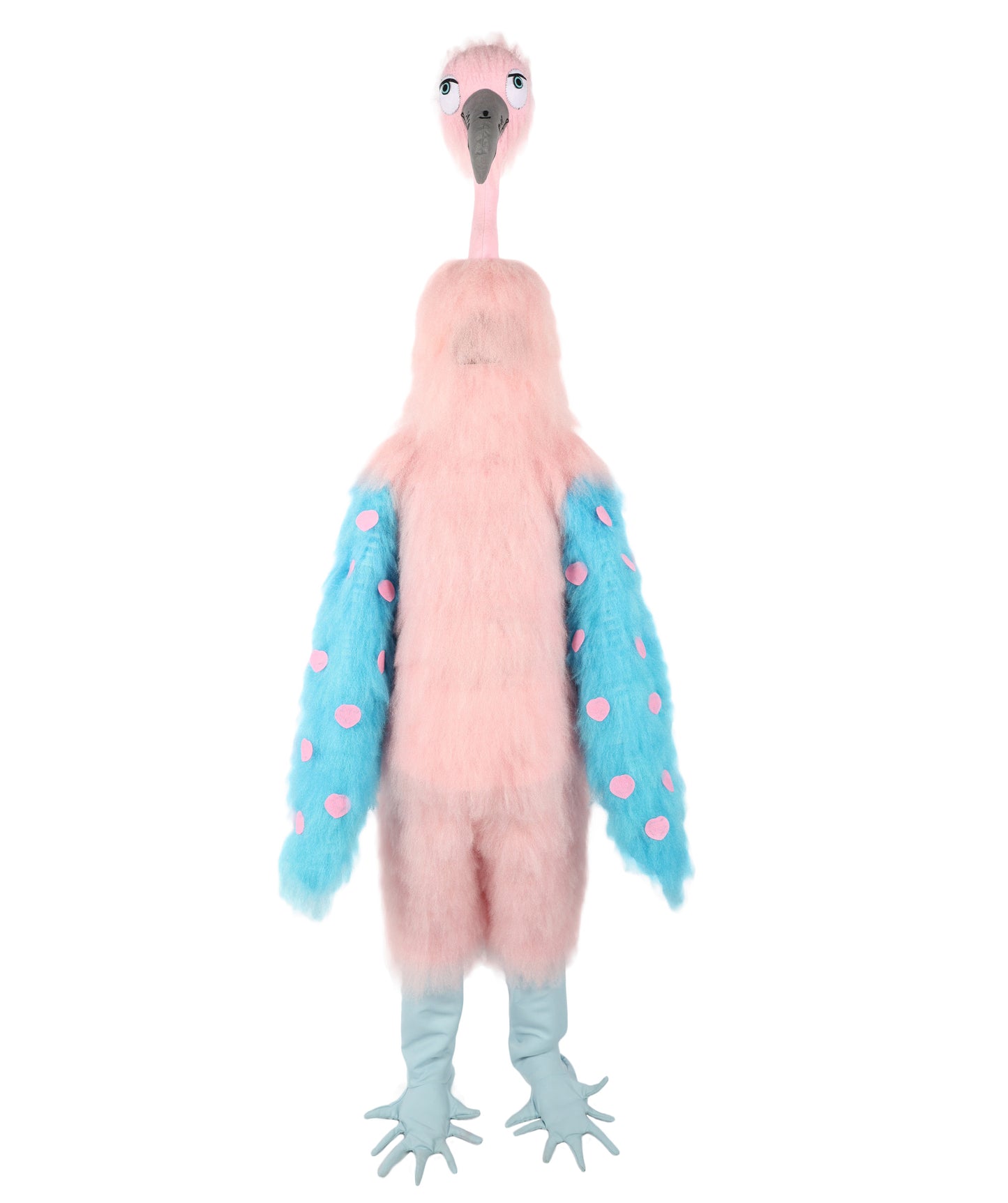 HPO Uuisex Full-Body Plush Pink Flamingo Bird Costume Set with Oversized Mask & Full Suit| Perfect for Halloween| Flame-retardant Synthetic Fabric