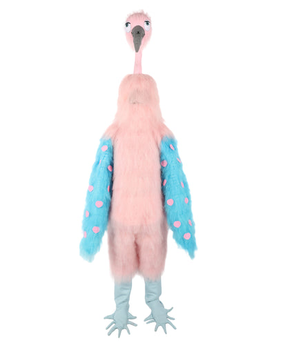 HPO Uuisex Full-Body Plush Pink Flamingo Bird Costume Set with Oversized Mask & Full Suit| Perfect for Halloween| Flame-retardant Synthetic Fabric