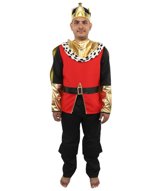 HPO Men’s Deluxe King Multicolor Costume | Regal Royal Outfit with Crown Detail and Robe Styling | Event Appearance for Theme Nights