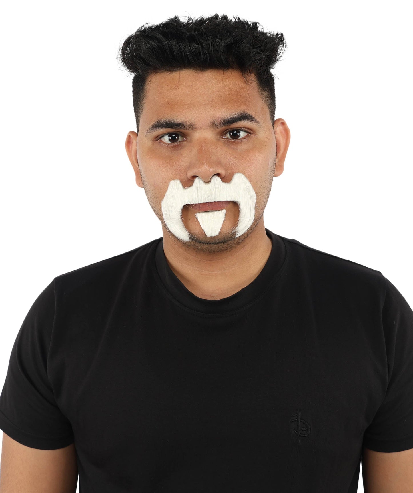 HPO Adult Men’s Bold Horseshoe Mustache with Chin Beard Set – Multiple Color Options - Flame-retardant Synthetic Fiber Fake Facial Hair | Ideal for Halloween Parties, Cowboy, Police Roleplay and Themed Events