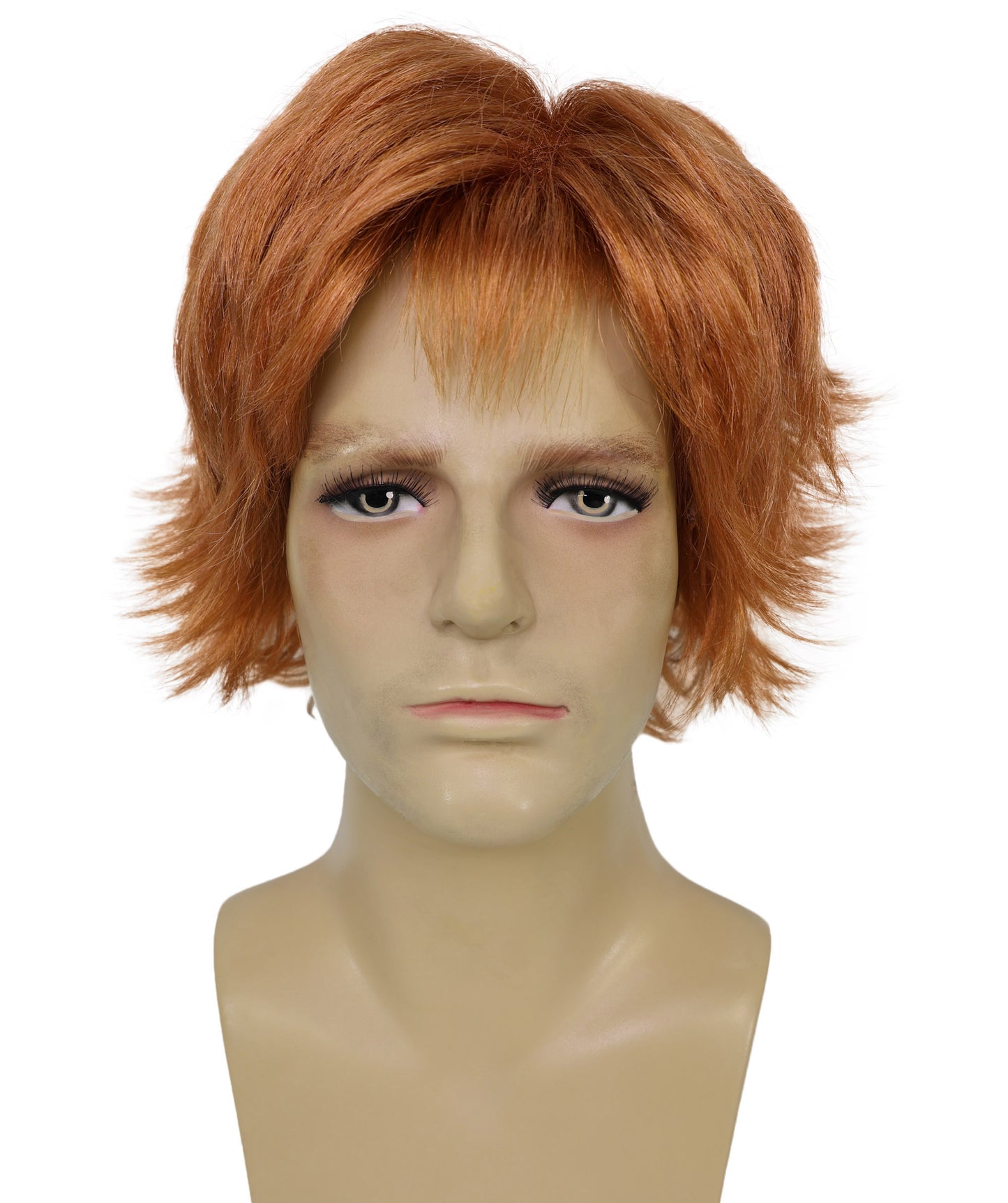 HPO Adult Men’s Long Fringed Strawberry Blonde Wig | Layered Shag Style with Frayed Bangs, Parties & Themed Events