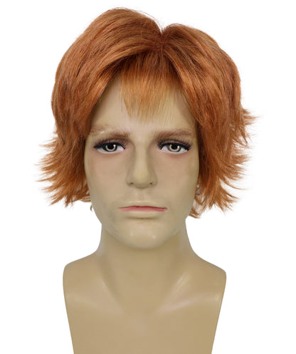 HPO Adult Men’s Long Fringed Strawberry Blonde Wig | Layered Shag Style with Frayed Bangs, Parties & Themed Events