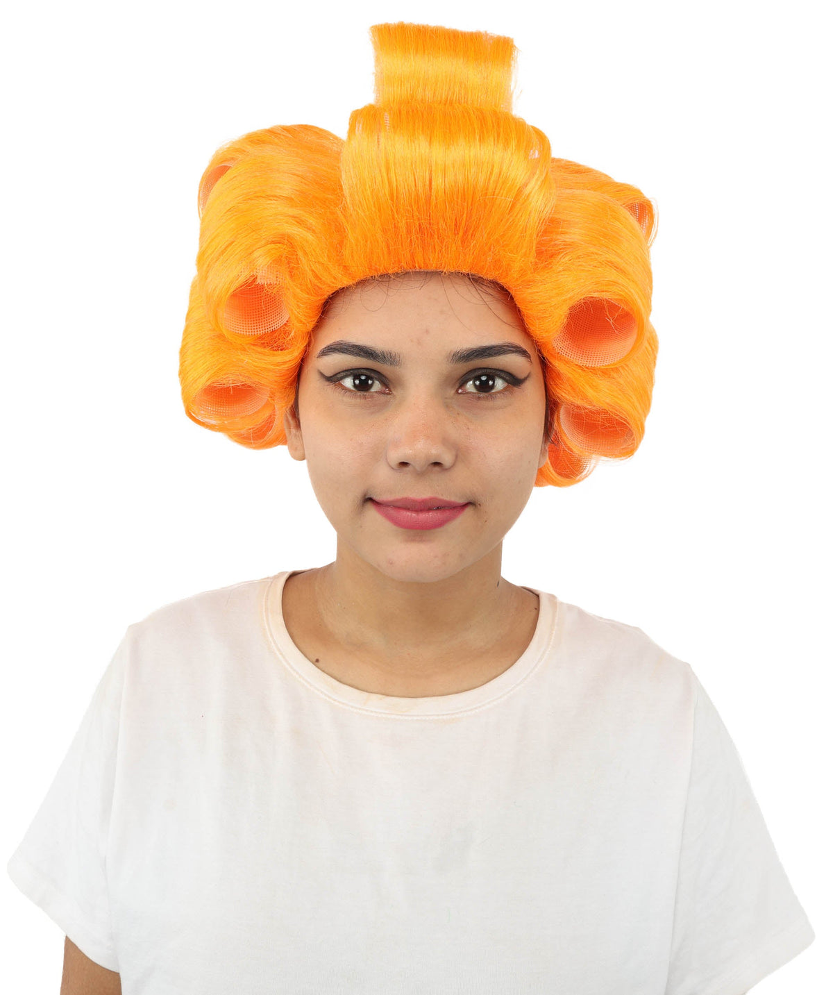 HPO Adult Women's Retro Roller Set Pink Wig | Multiple Color Options, create of synthetic fiber, large cylindrical curler texture, capless cap | Party, Halloween, theater, drag, performance, costume events