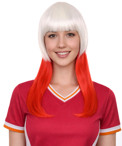 Poland Flag Sport Party Long Bob Wig | White Red National Pride Wig | Premium Breathable Capless Cap