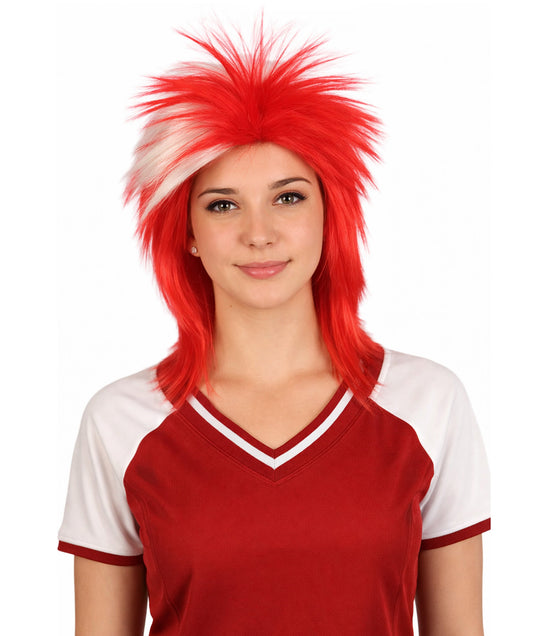 Denmark Flag Sports,80's Mullet Wig | Premium Breathable Capless Cap