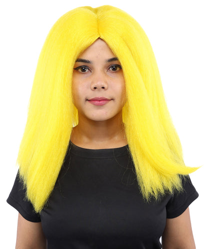 HPO Adult Women's Long Rounded Cartoon Hair Wig | Multiple Color Options | Bubble Bob, Deep Side Part, Heat Friendly Synthetic Strands & Breathable Net | Fancy Dress, Stage Show, Animated Character Events, Halloween & Festival