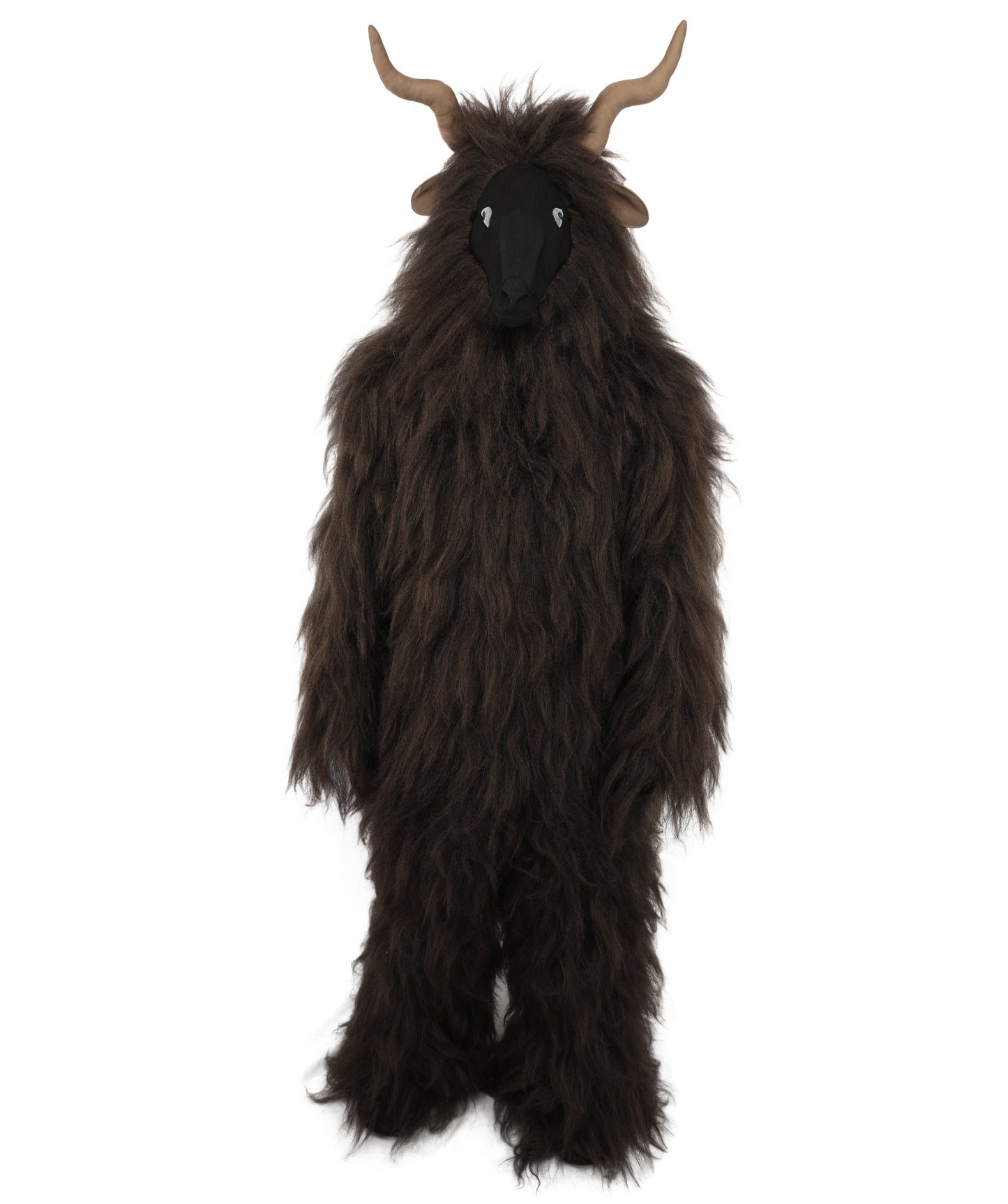 HPO Adult Men's Goat Fur Costume Bundle & Mask Set – Dark Brown Full Body Animal Outfit for Halloween and Cosplay  | Flame-Retardant Synthetic Fiber