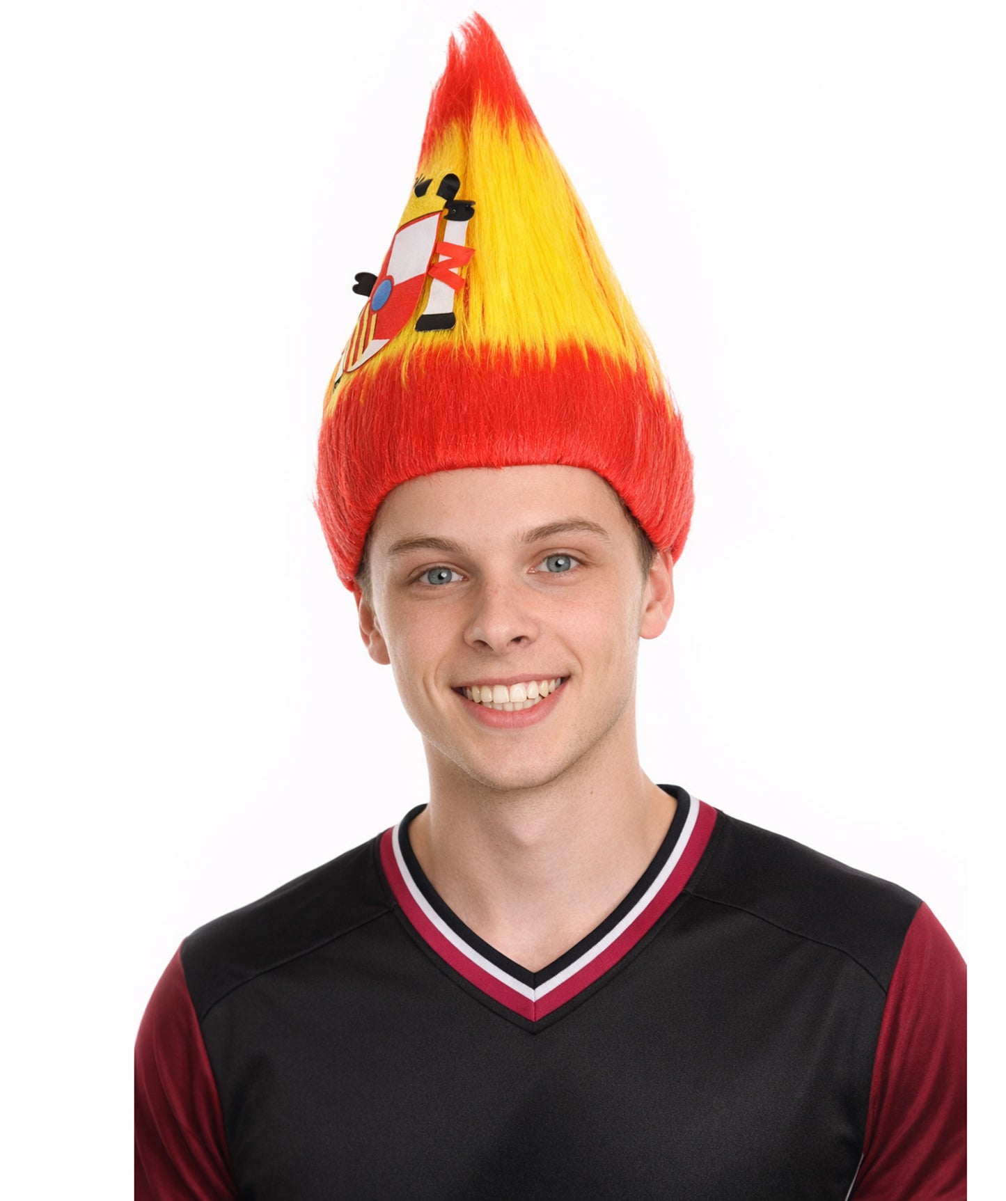 Spain Flag Sport Troll Wig | Red Yellow National Pride Wig | Premium Breathable Capless Cap