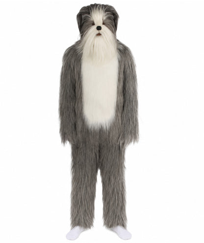 Furry Dog Collection | Men's White and Grey Straight Long Furry Dog Fancy  Costume with Tail
