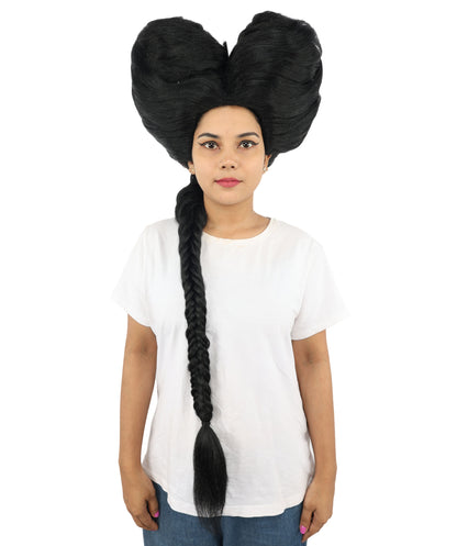 HPO Women’s Extra Long Golden Brown Count Dracula Wig | 42 Inch Synthetic Hairpiece Ideal for Gothic Noble Costume Halloween Cosplay Party Fancy Dress