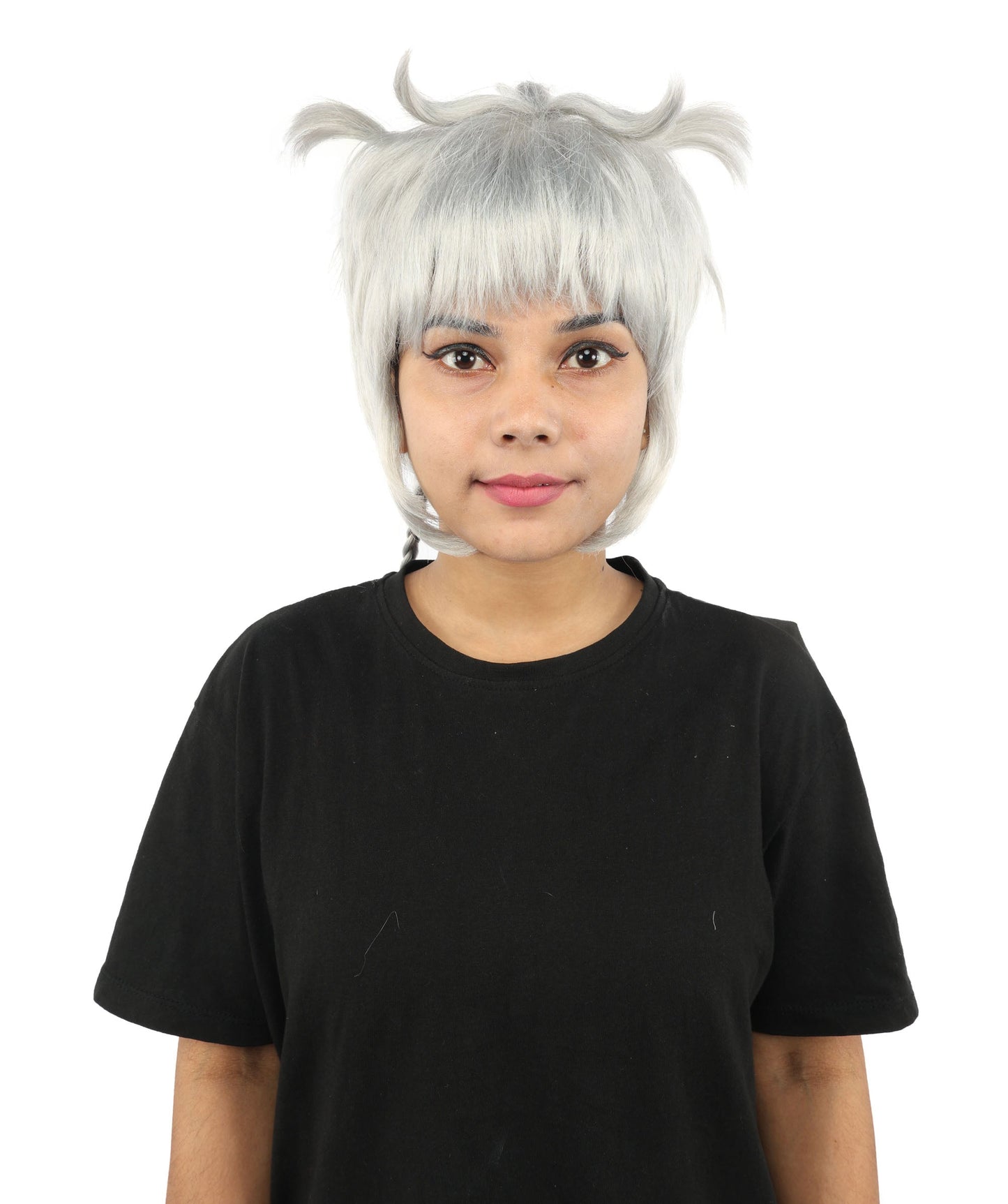 HPO Adult Women's Animal Ear Braided Wig | Multiple Color Options | Synthetic fiber, short bob with sculpted ears and long micro-braids, breathable base | Party, Halloween, theater, drag, performance, costume events