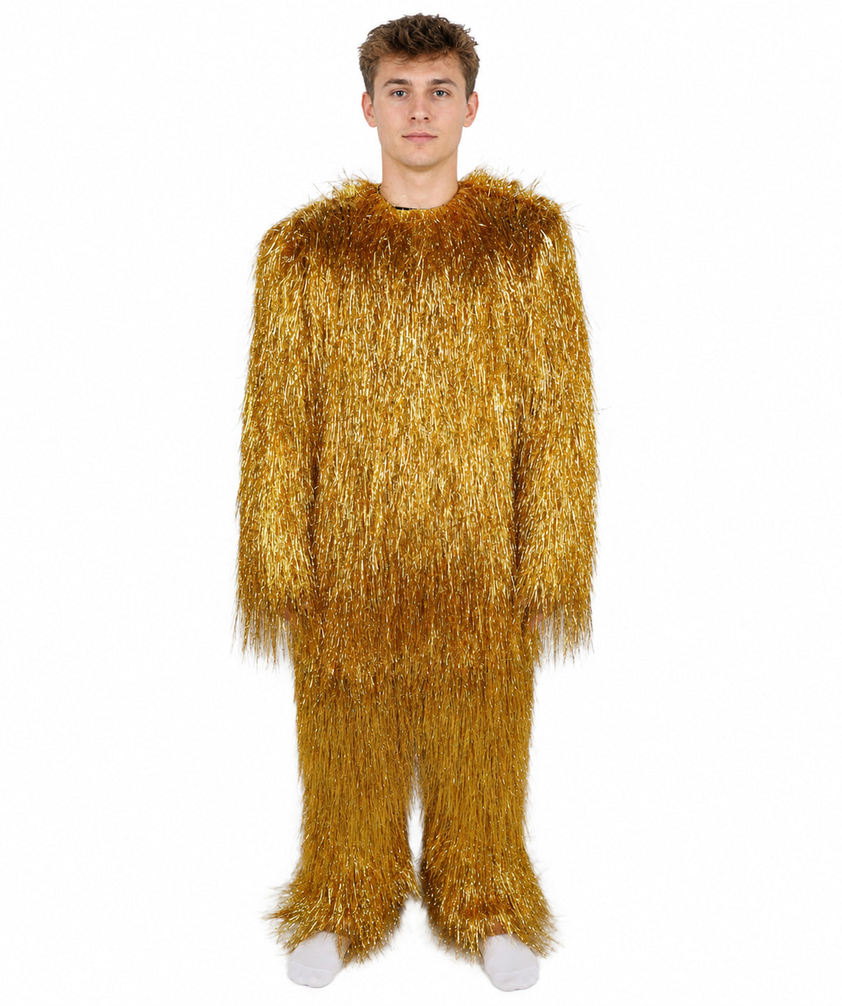 HPO UnisexTinsel Hairy Costume, Bundle & Mask Set | Full-Body Suit & Matching Mask | Long Hair Funny Costume for Halloween, Performers, Cosplay & Mascots | Multicolor Options
