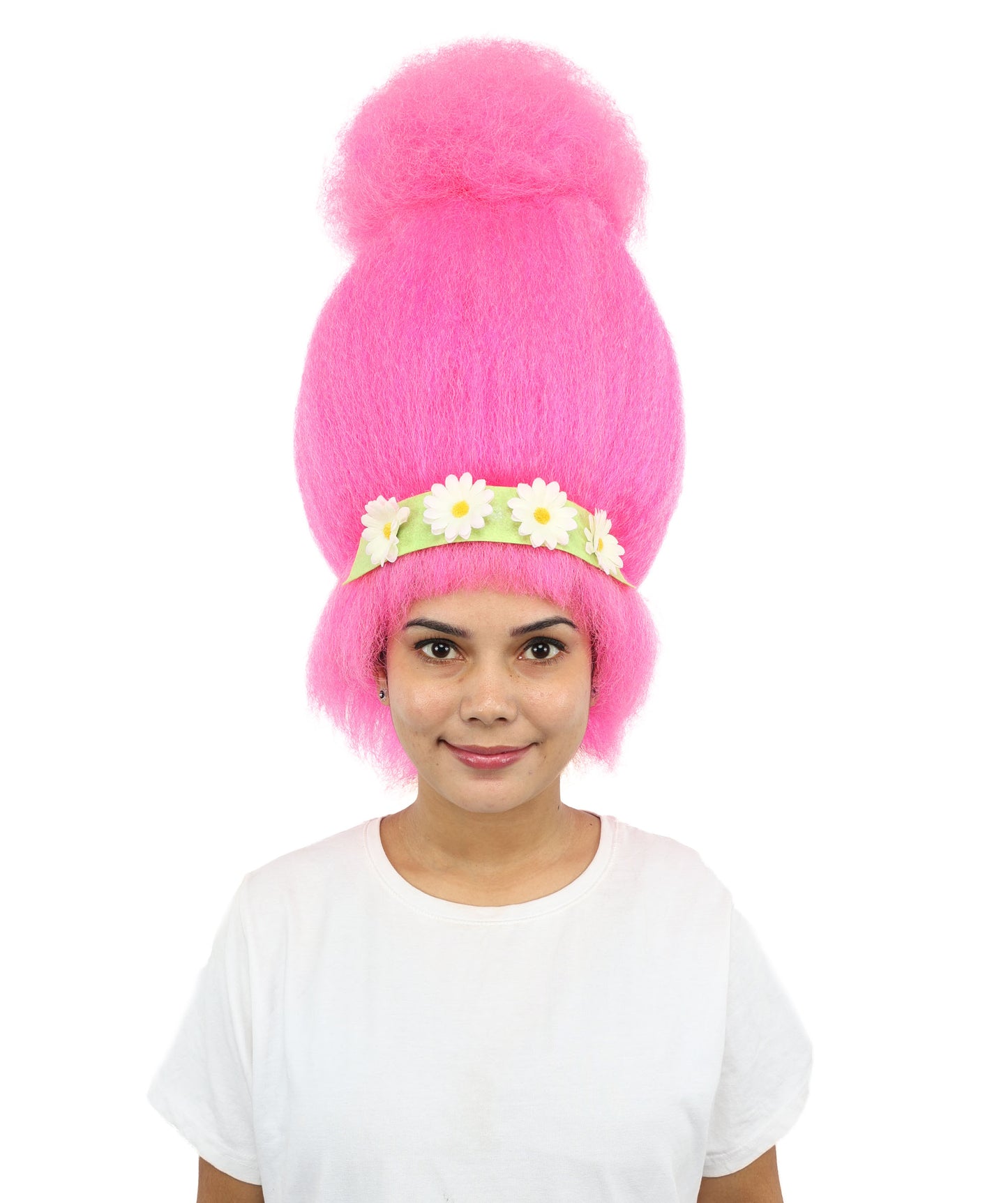 HPO Women’s Troll Wig | Bright Pink High-Volume Hairstyle | Synthetic Hair for Cosplay, Halloween, Stage Performances & Parties"