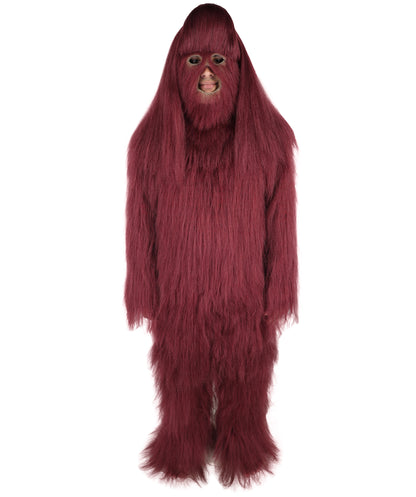 HPO Unisex Extreme Hairy Person Costume, Mask and Bundle - Full-Body Hair Suit Extra-Long Ash Brown Costume Wig for Halloween, Cosplay & Parties