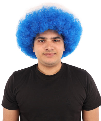HPO  Tricolor Afro Style Netherlands Flag Wig | Flame-retardant Synthetic Fiber with Capless Construction | Ideal for Party, Halloween, Cosplay, Theater, Drag, Performance, Costume Events