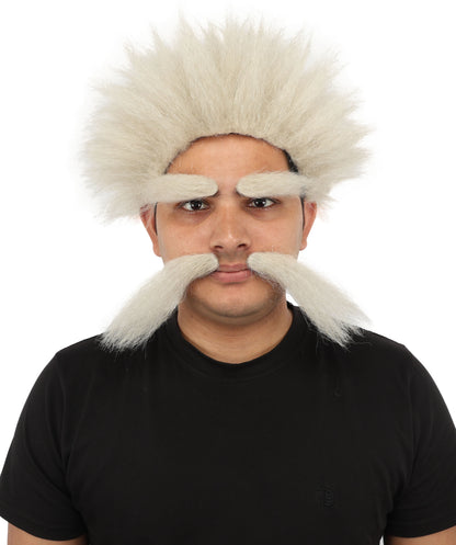 HPO Men's Medium Theatrical Blonde Wig | Solid vibrant tone, create of synthetic fiber, thick woven texture, breathable capless base | Party, Halloween, theater, drag, performance, costume events