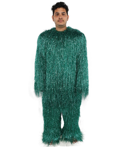 HPO Unisex Teen Extreme Tinsel Hairy Person Costume Bundle & Mask Set - Full-Body Tinsel Hair Suit Extra-Long Costume Wig for Halloween, Cosplay & Parties - Multiple Color Options