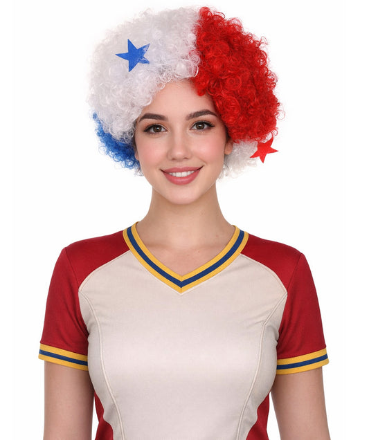 Panama Flag Sport Afro Wig | National Pride Super Size Jumbo Wig