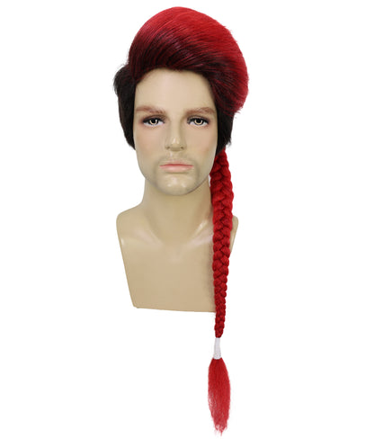 HPO  Men American Comic and Mutant Superhero Braid Red and Black Maroon Long Pigtails Wig  | Halloween and Party Wig | Flame-retardant Synthetic Fiber