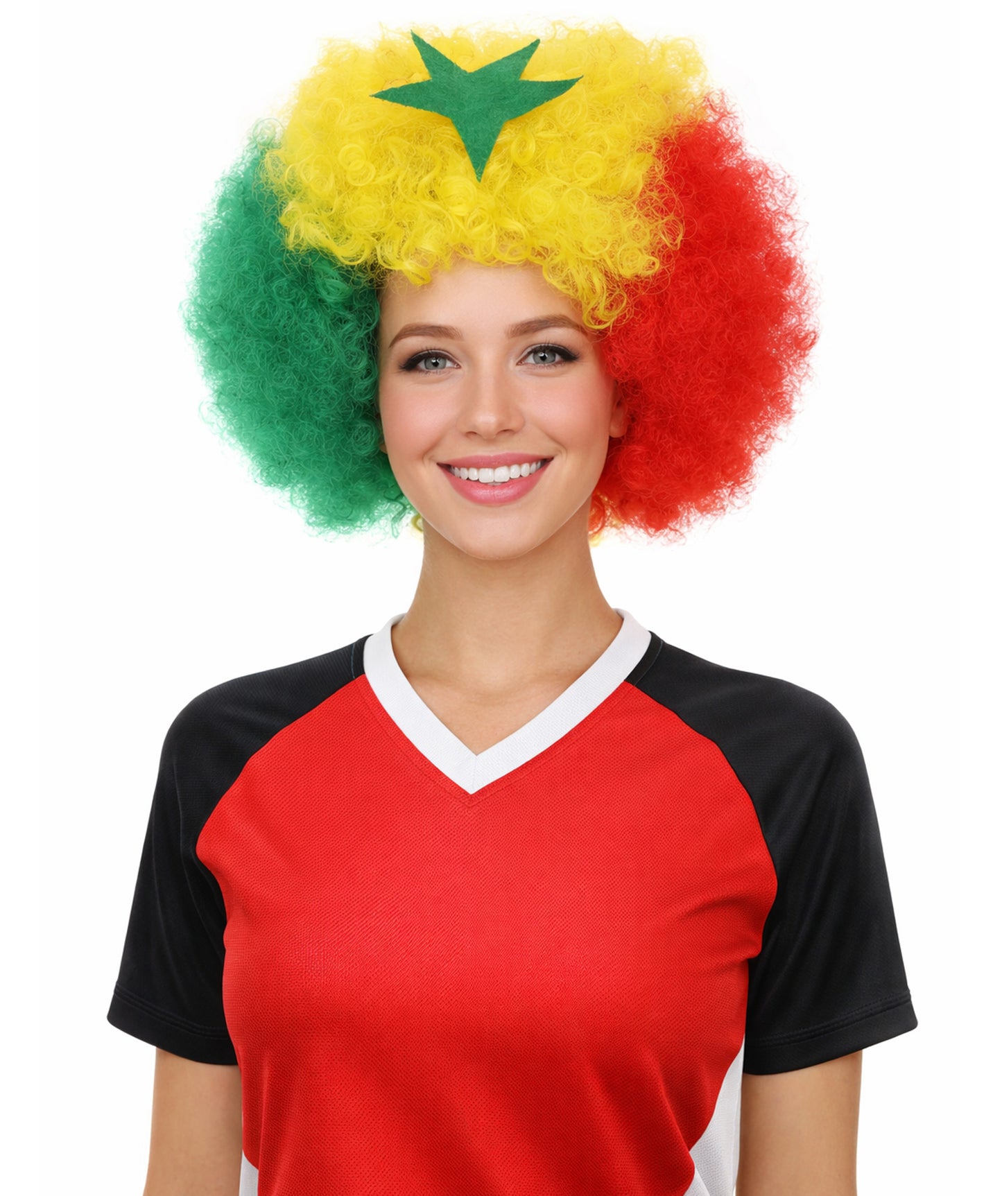 Senegal Flag Sport Afro Halloween Wig