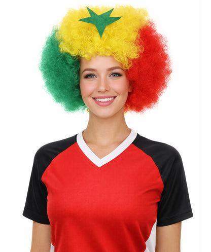 Senegal Flag Sport Afro Halloween Wig