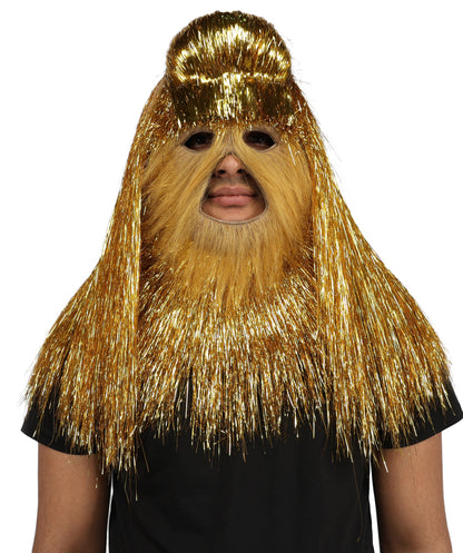 HPO UnisexTinsel Hairy Costume, Bundle & Mask Set | Full-Body Suit & Matching Mask | Long Hair Funny Costume for Halloween, Performers, Cosplay & Mascots | Multicolor Options