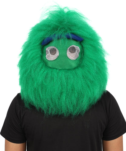 HPO Unisex Green Animal Fur Monster Costume Bundle – 75 Inch Full Outfit with Head Mask & Body Suit | Plush Mascot Style Costume for Halloween and Cosplay