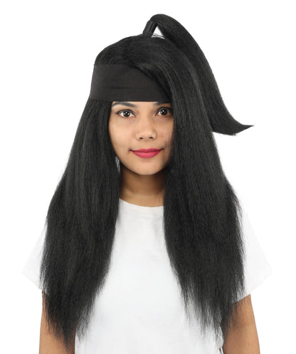 Women's High Ponytail Ninja Wig | Multiple Color Options | Create of synthetic fiber, long straight texture with top-tied fountain, breathable base | Cosplay, Halloween, theater, party, performance, costume events
