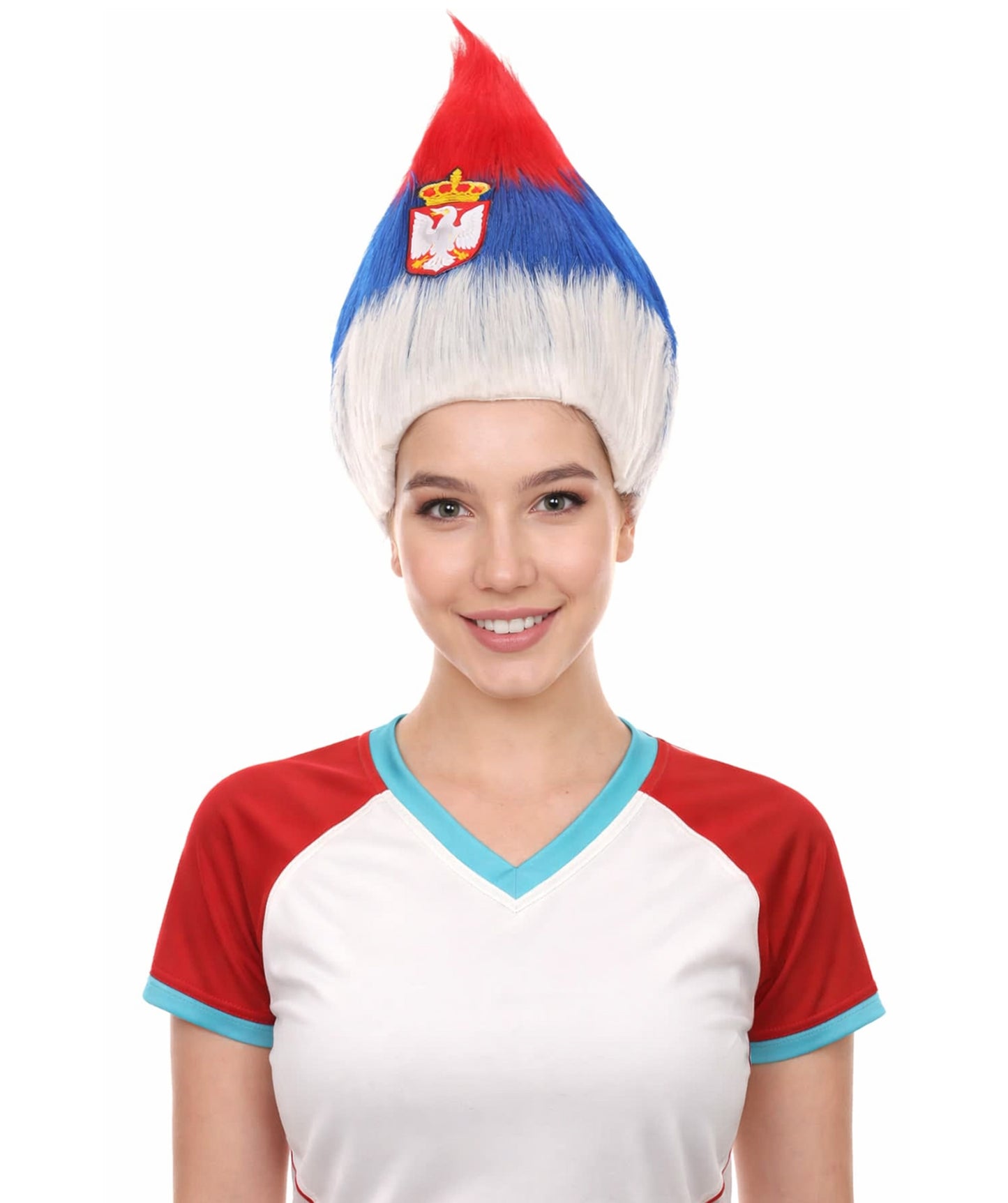 Serbia Flag Sport Troll Wig | Premium Breathable Capless Cap