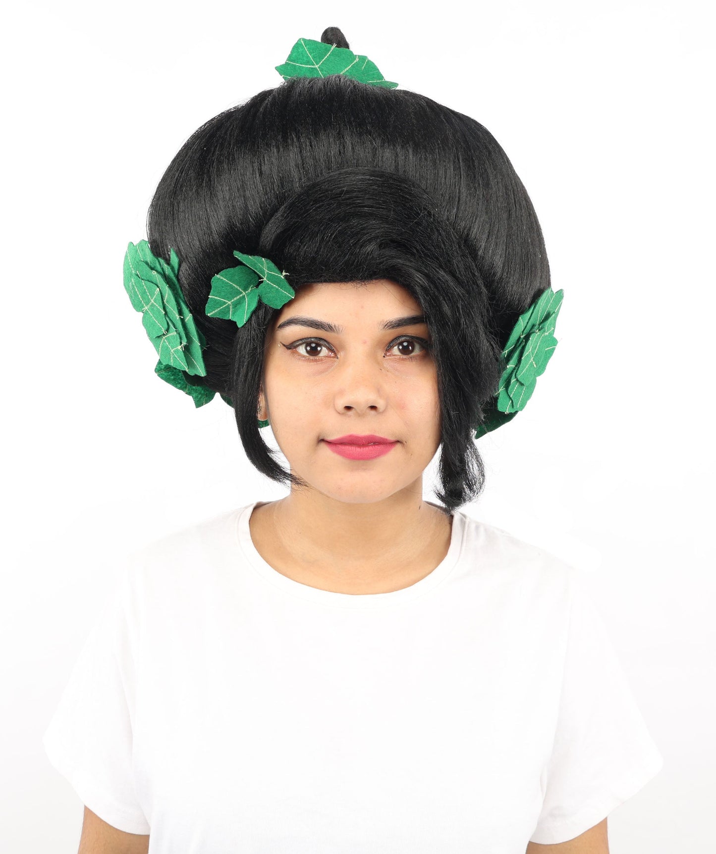 HPO Adult Women's Sculpted Pumpkin Show Wig | Multiple Color Options | Create of synthetic fiber, massive spherical updo with green leaf accents, breathable base | Halloween, theater, drag, performance, party, costume events