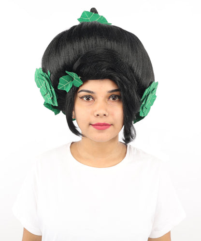 HPO Adult Women's Sculpted Pumpkin Show Wig | Multiple Color Options | Create of synthetic fiber, massive spherical updo with green leaf accents, breathable base | Halloween, theater, drag, performance, party, costume events