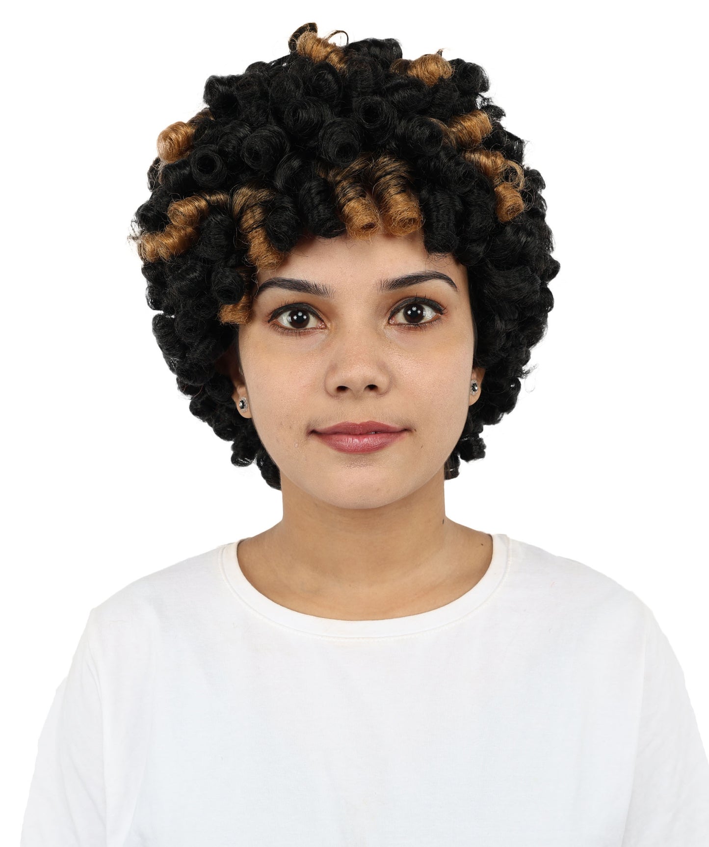 HPO Women' Black & Brown Curly Braiding Hair | Soft Synthetic Pre-Stretched Braids for Halloween, Festivals, Parties, and Creative Hairstyles