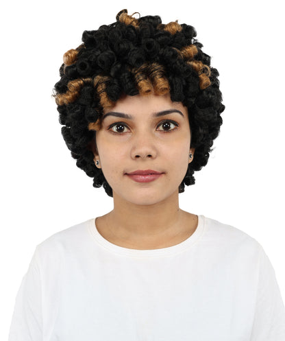 HPO Women' Black & Brown Curly Braiding Hair | Soft Synthetic Pre-Stretched Braids for Halloween, Festivals, Parties, and Creative Hairstyles