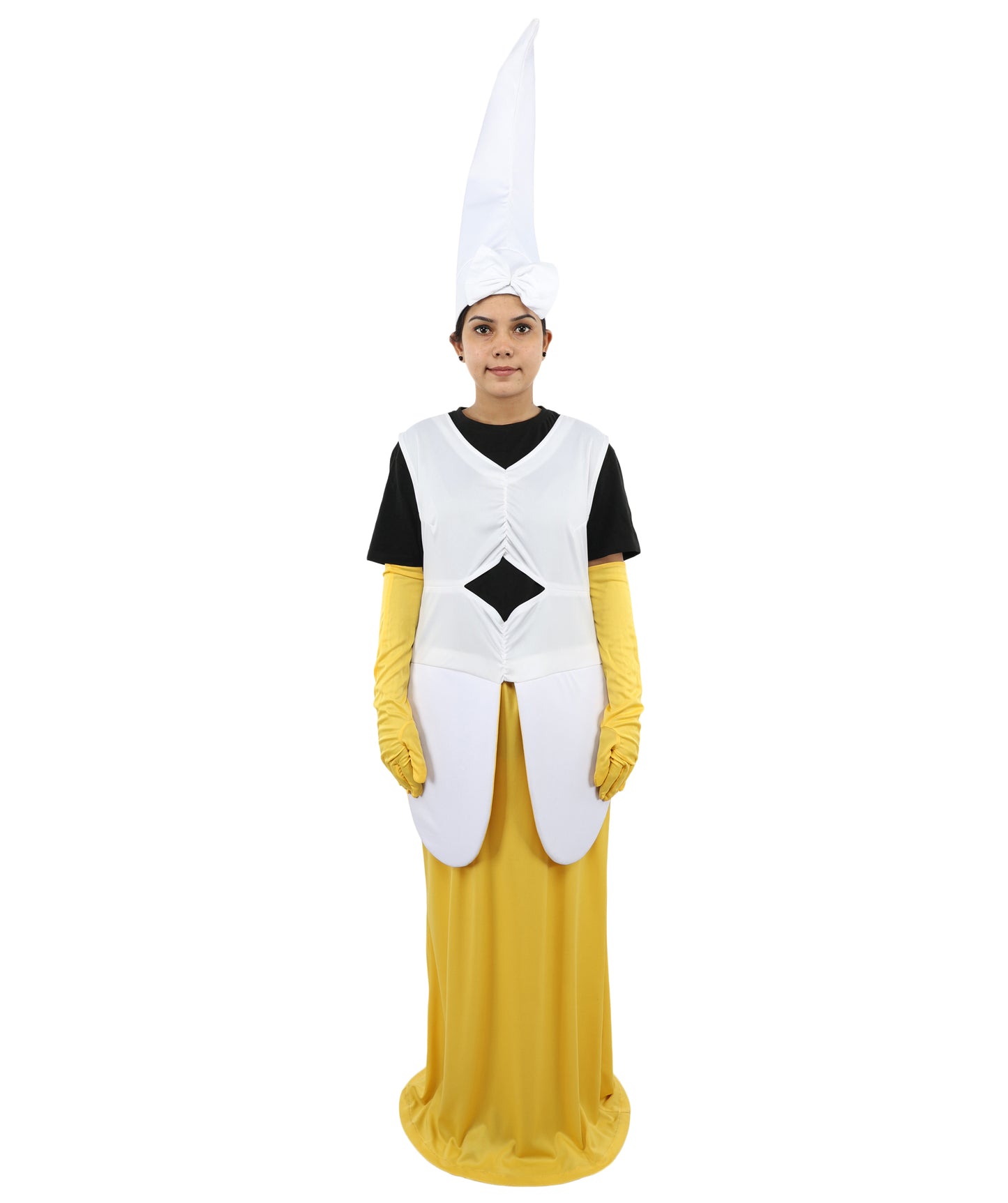 HPO Women's Fun Banana Costume – Yellow & White Playful Fruit Style Outfit – Soft Structured Design for Halloween & Cosplay Parties