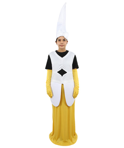 HPO Women's Fun Banana Costume – Yellow & White Playful Fruit Style Outfit – Soft Structured Design for Halloween & Cosplay Parties