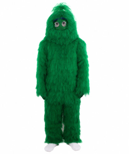 HPO Unisex Green Animal Fur Monster Costume Bundle – 75 Inch Full Outfit with Head Mask & Body Suit | Plush Mascot Style Costume for Halloween and Cosplay