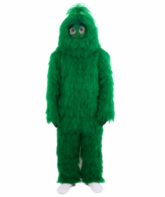 HPO Unisex Green Animal Fur Monster Costume Bundle – 75 Inch Full Outfit with Head Mask & Body Suit | Plush Mascot Style Costume for Halloween and Cosplay