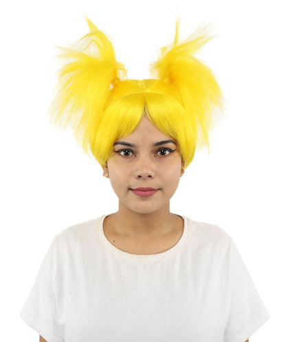 HPO Women’s 15-Inch Orange Spiky Troll Wig | Fun Animated Character | Bright and Bold Look for Halloween, Cosplay, and Themed Party