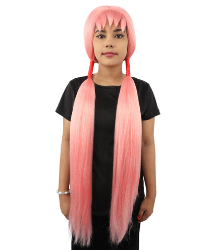 HPO Women's Extra Long Pigtail Wig | Multicolor Options | Floor Length Straight Twin Tails with Bangs, Heat Friendly Synthetic Fiber & Adjustable Cap | Halloween, Fairy Roleplay, Magical Girl Theme, Theater & Carnival