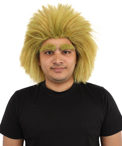 HPO Men's Mythical Creature Wig | Mossy Multicolor Frizzy Texture Voluminous Hair With Eyebrows | Party Halloween Cosplay Theater Drag Performance Costume Events