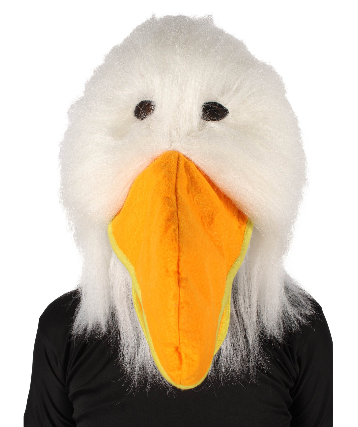 HPO Unisex White and Orange Furry Storke Mask | Best for Halloween | Flame-retardant Synthetic Fiber