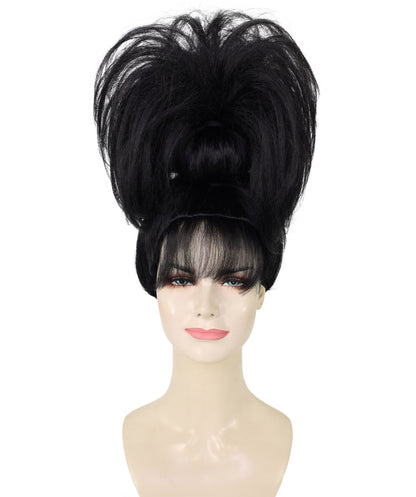 HPO Women's Curly Hip-Hop Style Black Wig – Synthetic Hairpiece for Parties, Festivals, and Stage Events